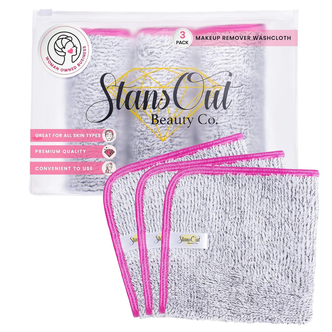 Makeup Removing Washcloths | 3 Pack Makeup Erasers - StansOut Beauty Company