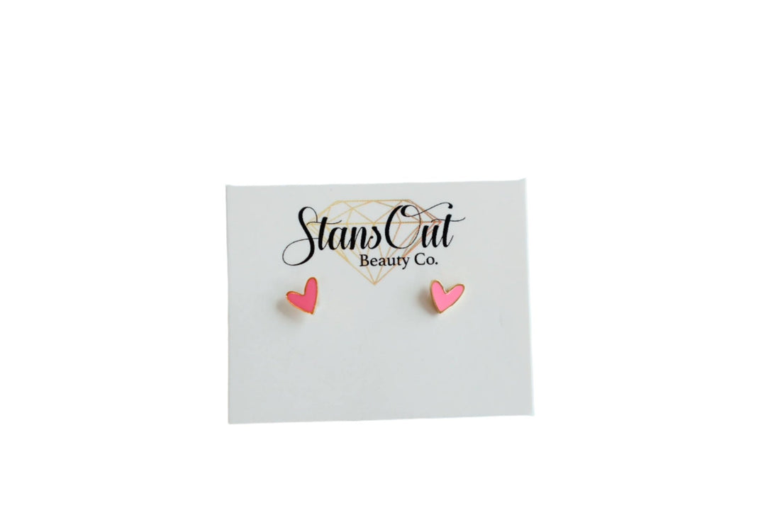 Pink Heart Earrings - StansOut Beauty Company