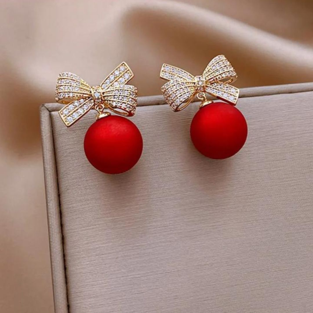 StansOut Beauty Bow Earrings – Trendy Rhinestone Pearl Jewelry - StansOut Beauty Company