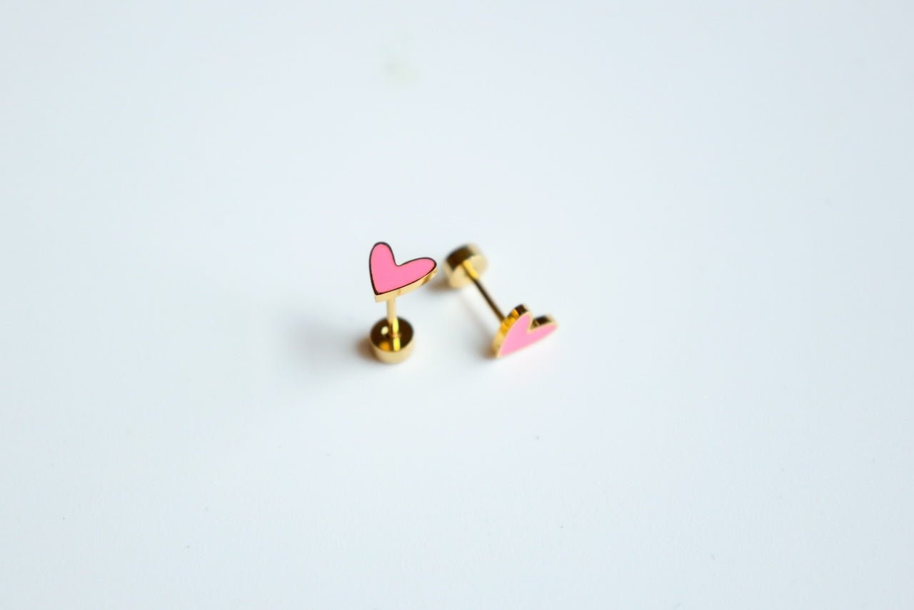 Pink Heart Earrings - StansOut Beauty Company