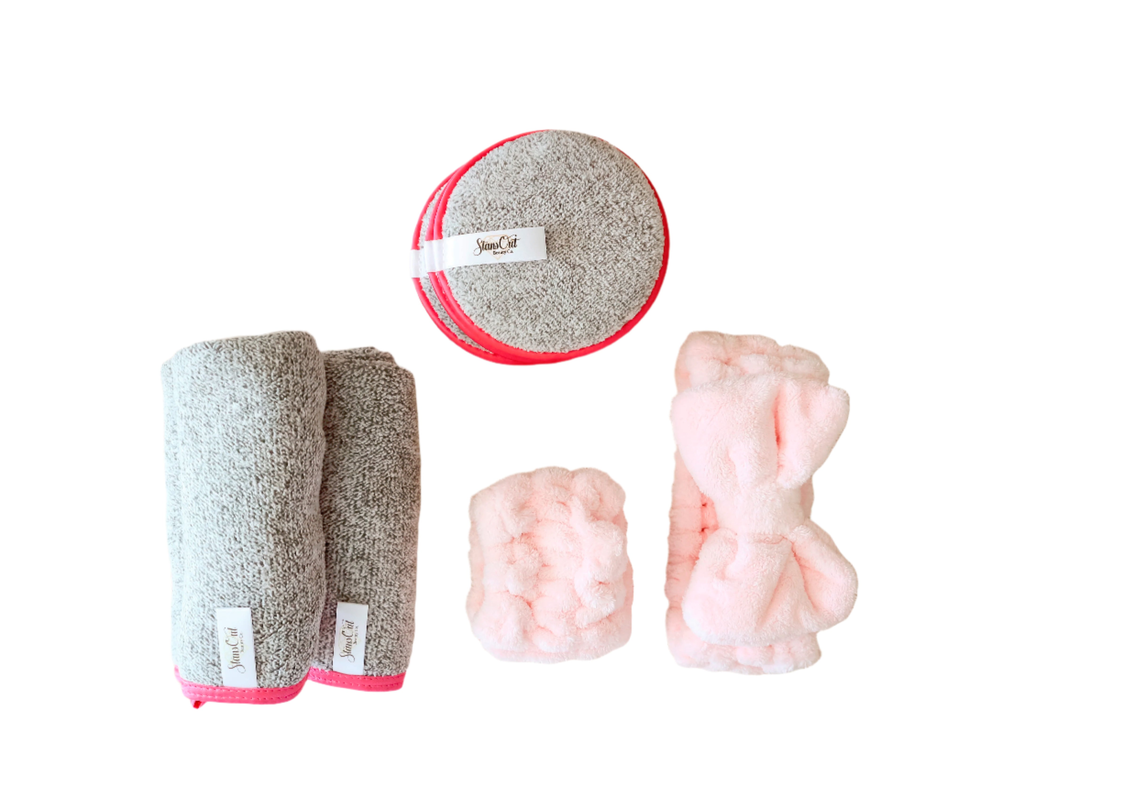 Skincare Bundle: Makeup Removing Rounds, Washcloth and Headband and wristband