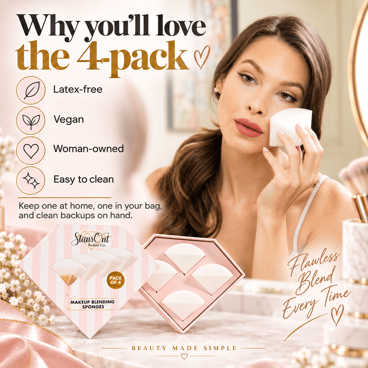 StansOut Beauty Sponge – 4-Pack | No Water Needed. - StansOut Beauty Company