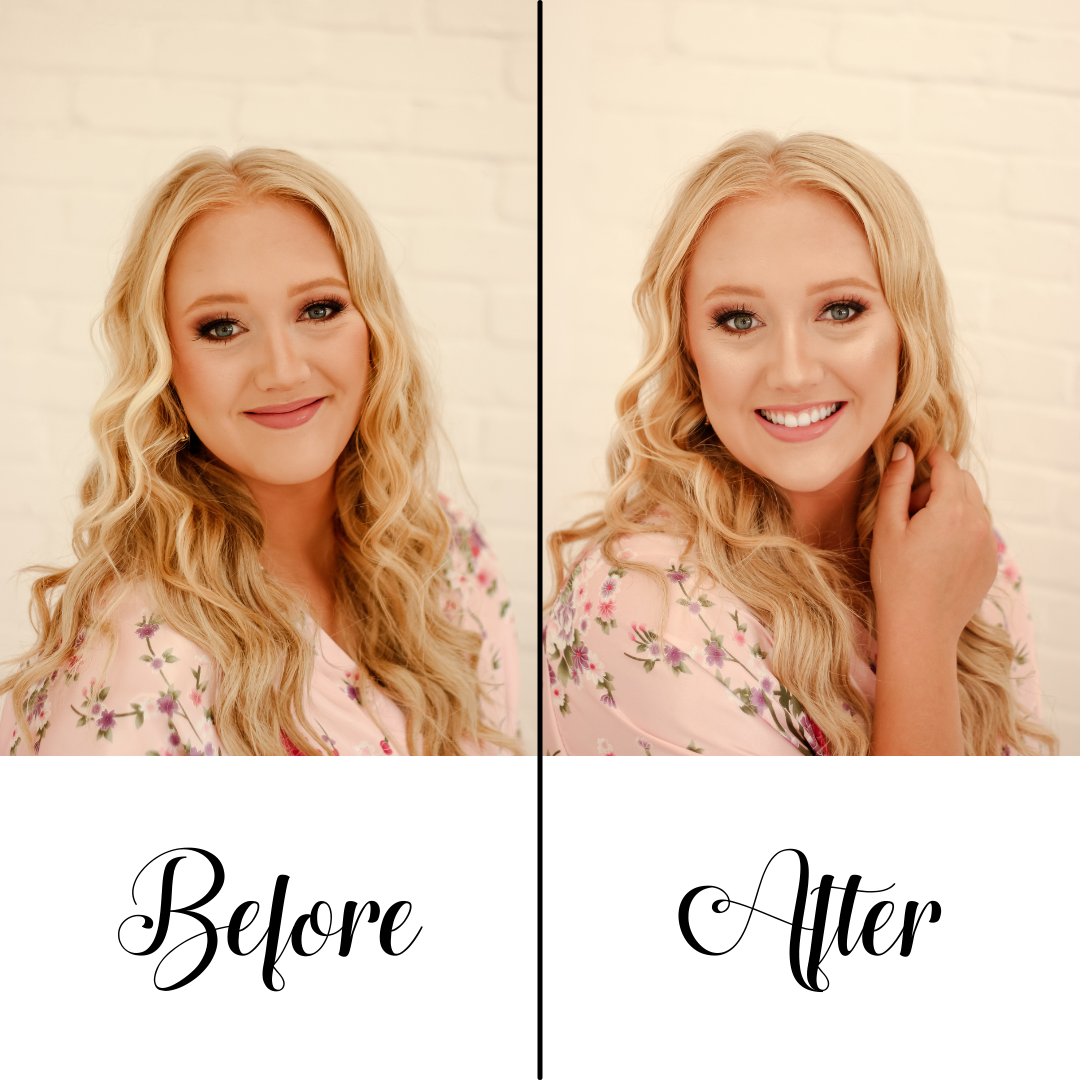 before and after bridal glow spray